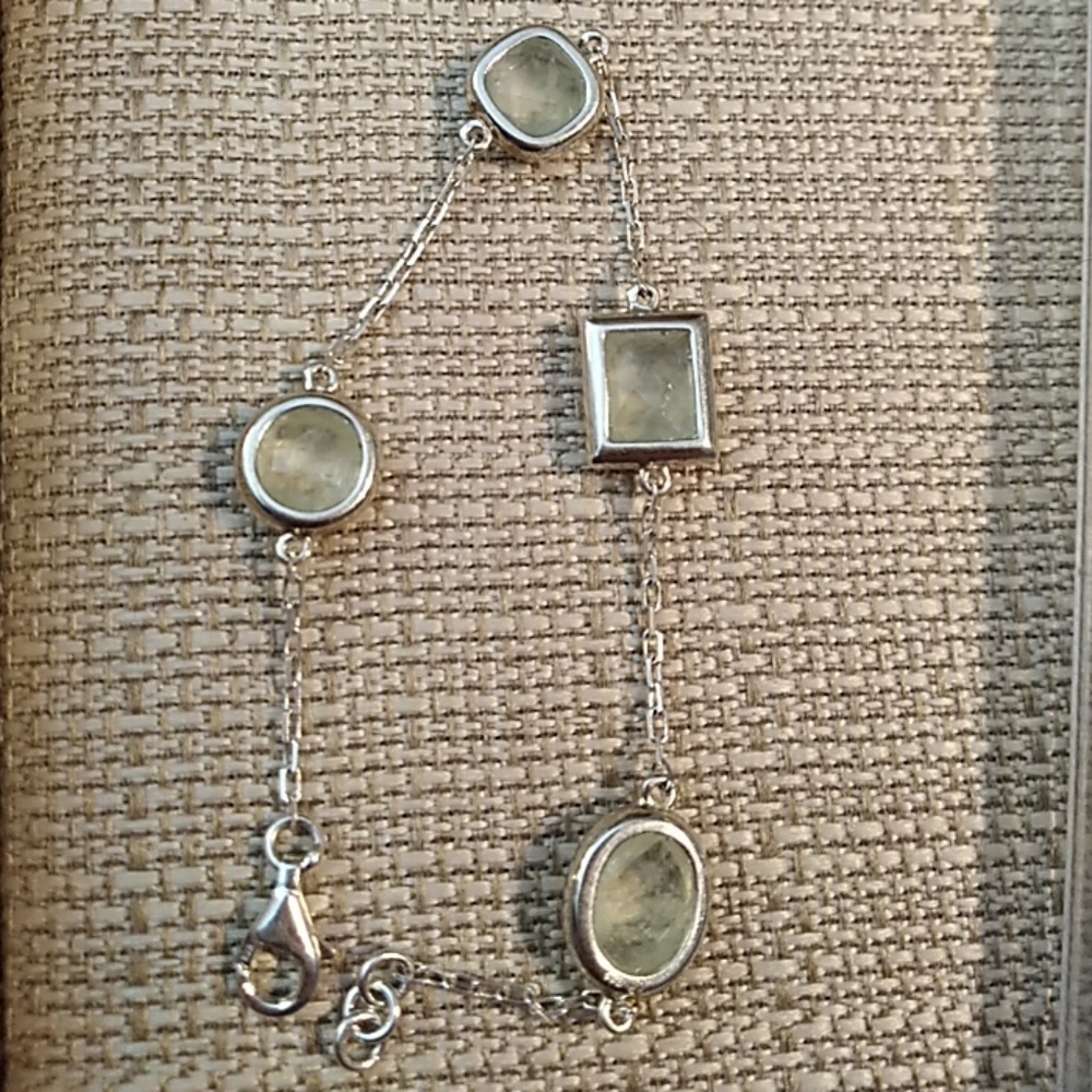 Delicate Prehinite and Sterling Silver bracelet